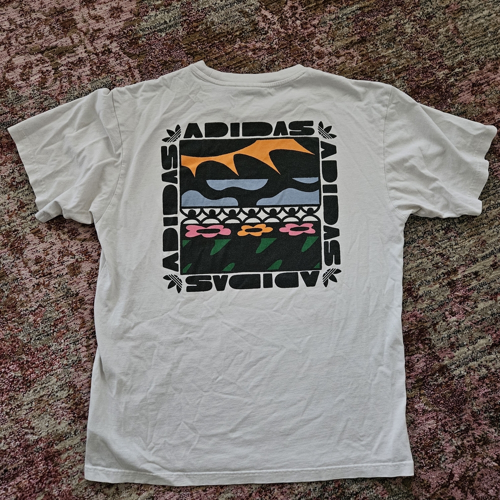 Adidas Classic White Tee With Florals